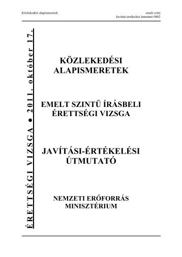 közlekedési alapismeretek javítási-értékelési útmutató