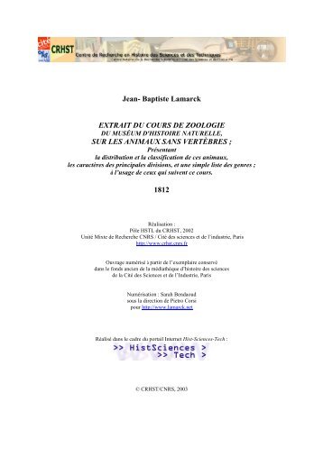 Zoologie - Œuvres et rayonnement de Jean-Baptiste Lamarck - CNRS