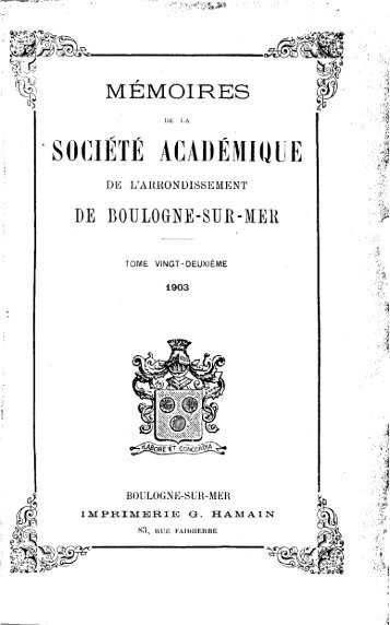 1903 Tome 22 - Ouvrages anciens sur Saint-Omer (Pas-de-Calais)