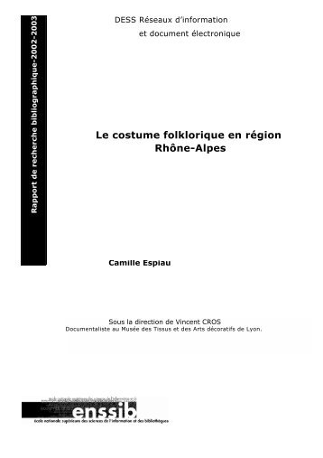 Le costume folklorique en région Rhône-Alpes - Enssib