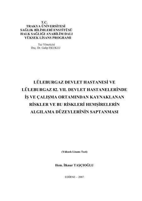 lüleburgaz devlet hastanesi ve lüleburgaz 82. yıl devlet ...