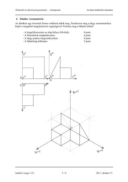 ábrázoló és művészeti geometria javítási-értékelési útmutató