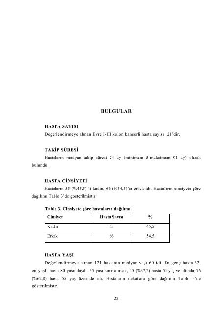 evre ı-ııı kolon kanserinde prognostik faktörlerin araştırılması