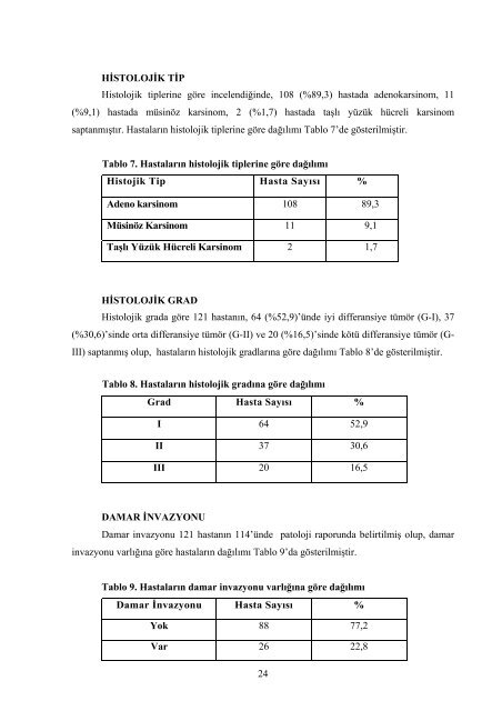 evre ı-ııı kolon kanserinde prognostik faktörlerin araştırılması