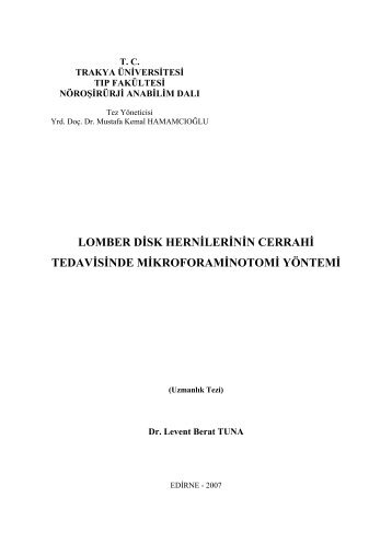 lomber disk hernilerinin cerrahi tedavisinde mikroforaminotomi ...