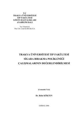 trakya üniversitesi tıp fakültesi sigara bırakma polikliniği ...