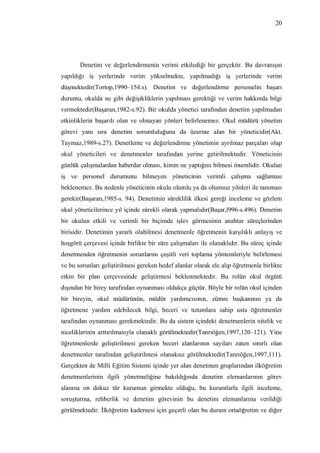 ilköğretim kurumlarındaki yöneticilerin denetleme faaliyetlerine