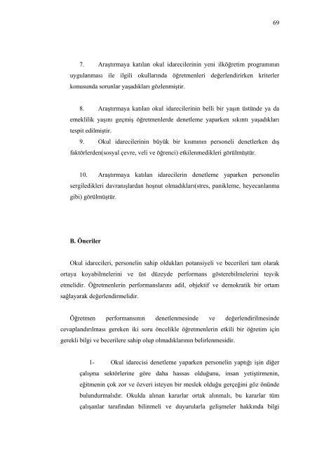 ilköğretim kurumlarındaki yöneticilerin denetleme faaliyetlerine