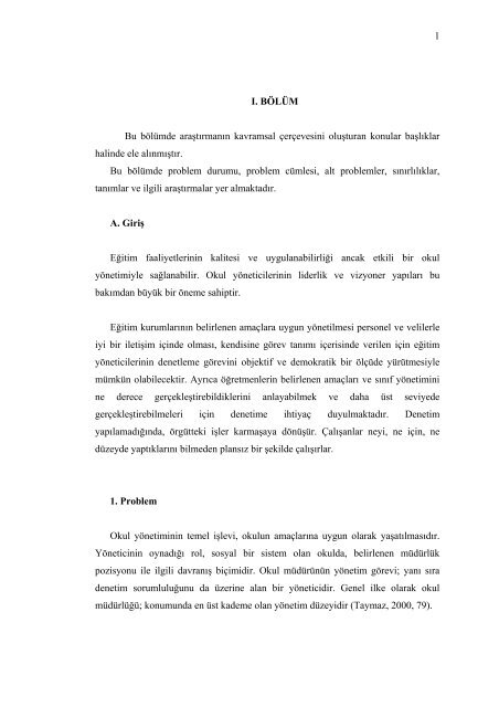 ilköğretim kurumlarındaki yöneticilerin denetleme faaliyetlerine