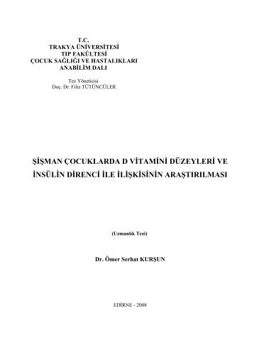 şişman çocuklarda d vitamini düzeyleri ve insülin direnci ile ...