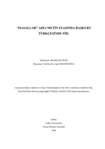 “MASALLAR” ADLI METİN ESASINDA BAŞKURT TÜRKÇESİNDE FİİL