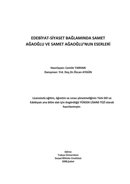 edebiyat-siyaset bağlamında samet ağaoğlu ve samet ağaoğlu'nun ...