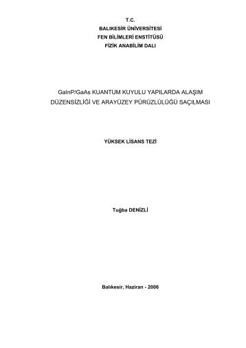 GaInP/GaAs KUANTUM KUYULU YAPILARDA ALAŞIM ...