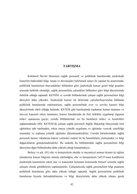 kırklareli devlet hastanesi'nde çalışan sağlık personelinin ve ...