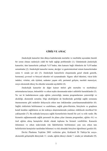 kırklareli devlet hastanesi'nde çalışan sağlık personelinin ve ...