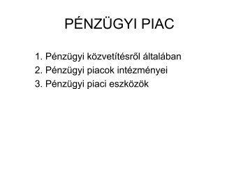 PÉNZÜGYI PIAC