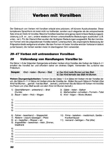 Der Gebrauch von Verben mit Vorsilben erlaubt eine präzisere, oft ...
