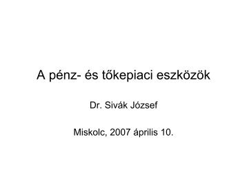 A pénz- és tőkepiaci eszközök