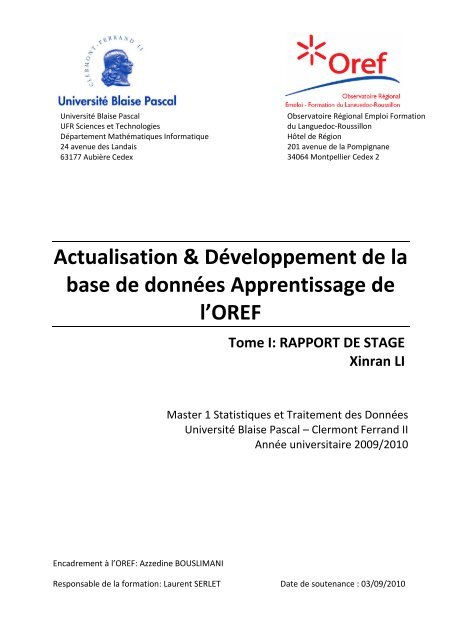 Rapport De Stage Master 2 Informatique Decisionnelle