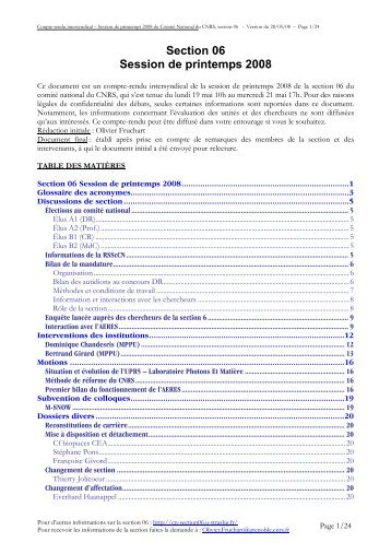 compte rendu syndical - Section 03 du Comite national de la ...