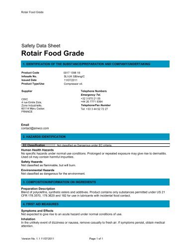 Rotair Food Grade - Atlas Copco