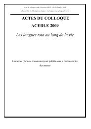 ACTES DU COLLOQUE ACEDLE 2009 Les langues tout au ... - Lille 3