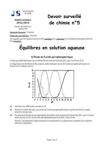 énoncé - Chimie - PCSI