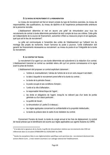 Charte CDD - DGDR - CNRS