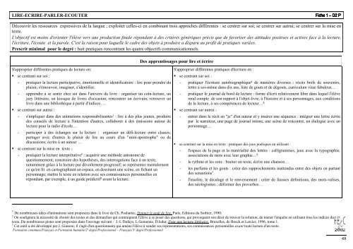 Français et formation humaine Français - SeGEC