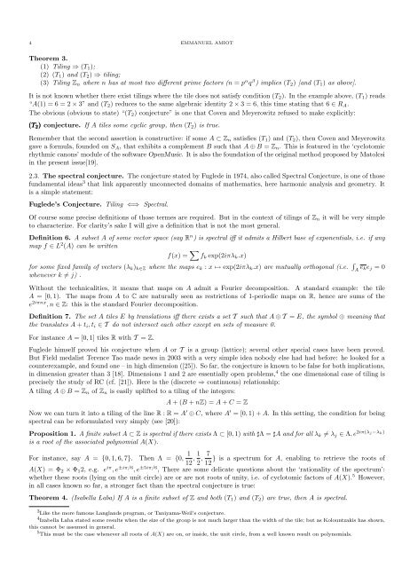 Emmanuel Amiot Modèles algébriques et algorithmes pour la ...