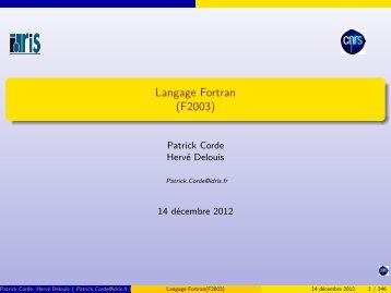 Langage Fortran (F2003) - Idris