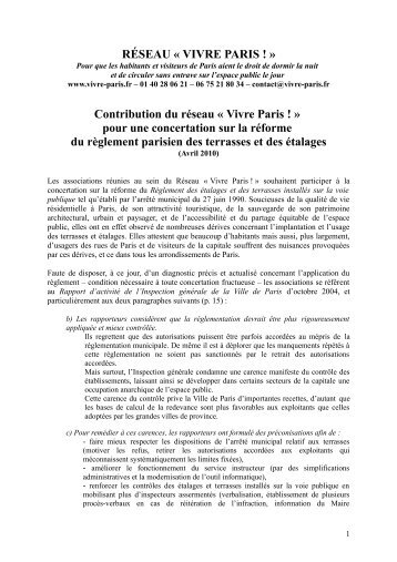 Vivre Paris ! » pour une concertation sur la réforme du règlement ...