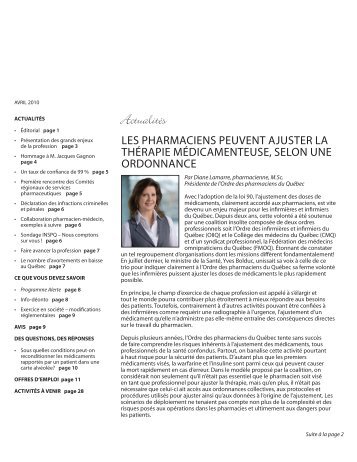 Actualités - Ordre des pharmaciens du Québec