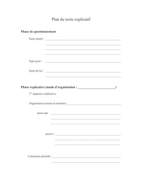 comment organiser un texte explicatif