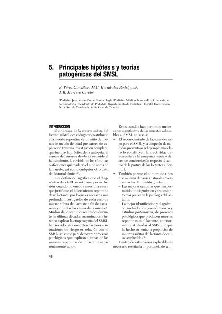 5. Principales hipótesis y teorías patogénicas del SMSL - Asociación ...