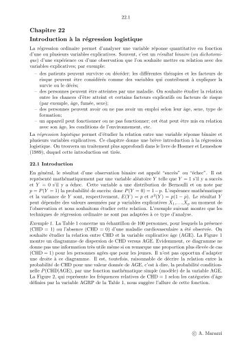 Chapitre 22 Introduction `a la régression logistique - IUMSP