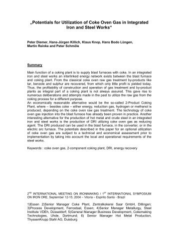 „Potentials for Utilization of Coke Oven Gas in Integrated Iron and ...