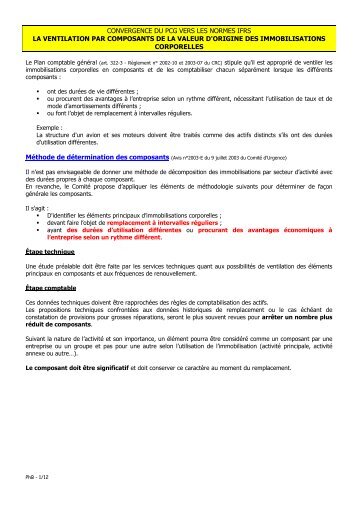 convergence du pcg vers les normes ifrs la ventilation par ...