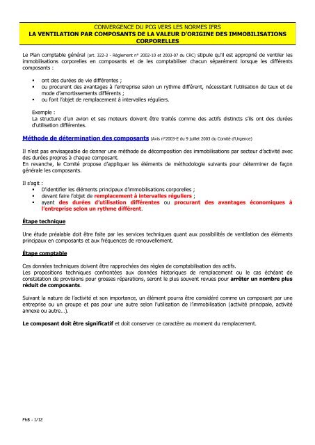 convergence du pcg vers les normes ifrs la ventilation par ...