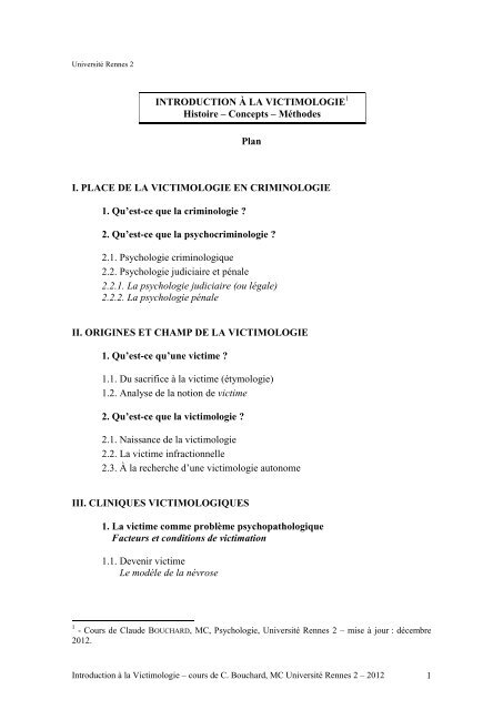 Introduction à La Victimologie File Cursus Université - 