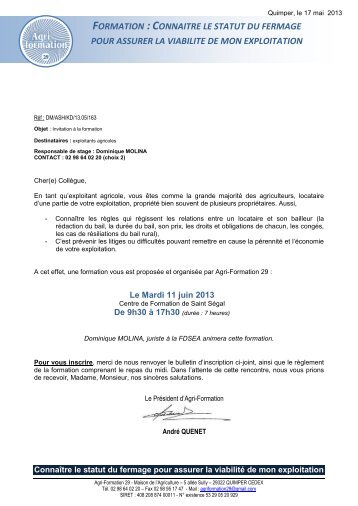 le courrier d'invitation - FDSEA