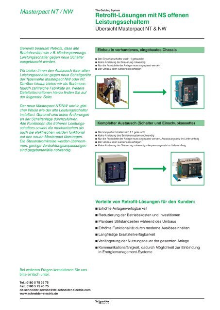 Masterpact NT / NW Retrofit-Lösungen mit NS ... - Schneider Electric