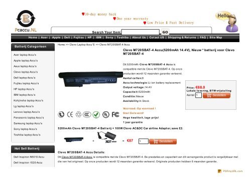 Clevo M720SBAT-4 Accu  http://www.pcaccu.nl/