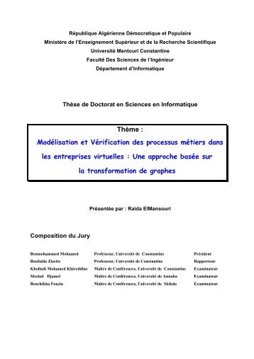 Thème : Modélisation et Vérification des processus métiers dans les ...