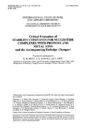 Critical Evaluation of STABILITY CONSTANTS FOR ... - IUPAC