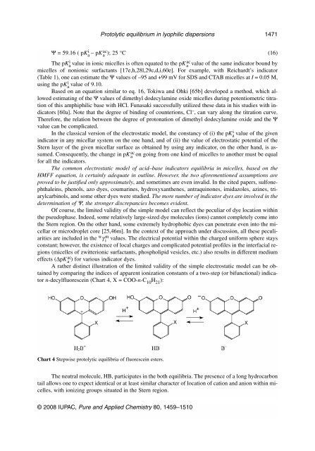 Protolytic equilibrium in lyophilic nanosized dispersions ... - IUPAC