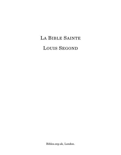 French Louis Segond Bible