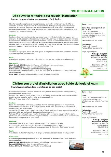 Catalogue des formations 2012-2013 - ADPSA Aveyron