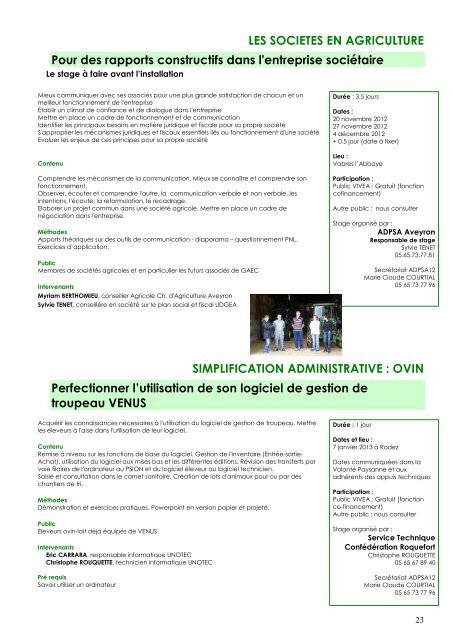 Catalogue des formations 2012-2013 - ADPSA Aveyron