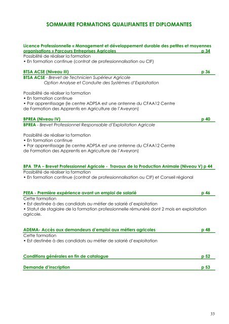 Catalogue des formations 2012-2013 - ADPSA Aveyron